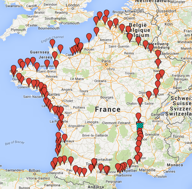 Carte tour de France en monoroue