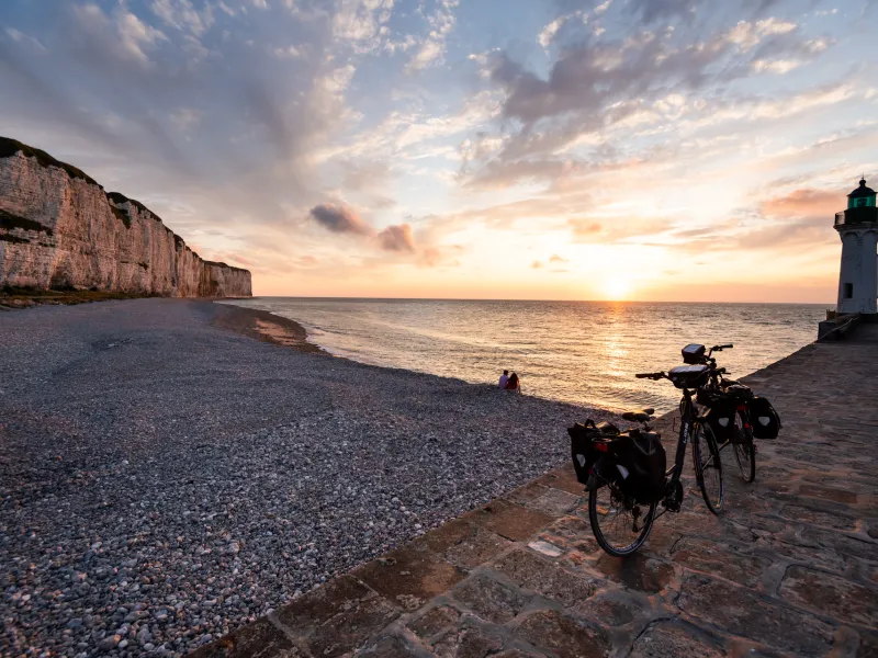 Coucher de soleil sur la plage de Saint-Valery-en-Caux