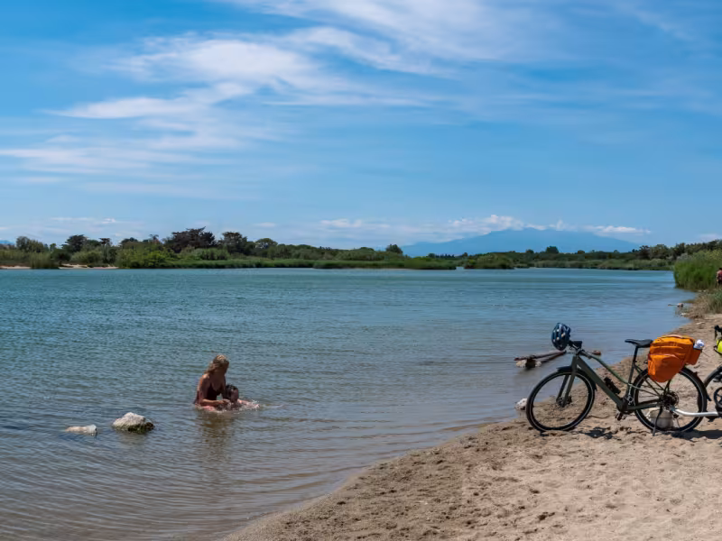 Baignade dans la Méditerranée - Barcarès, arrivée de La Vélosud