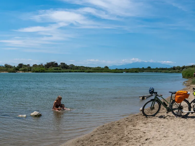 Baignade dans la Méditerranée - Barcarès, arrivée de La Vélosud