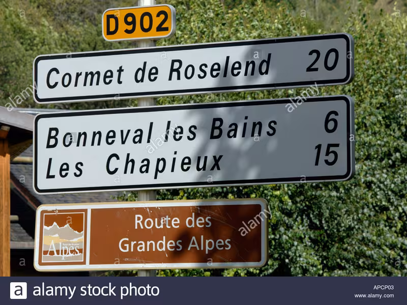 Signalétique routière RGA vers le Cormet de Roselend