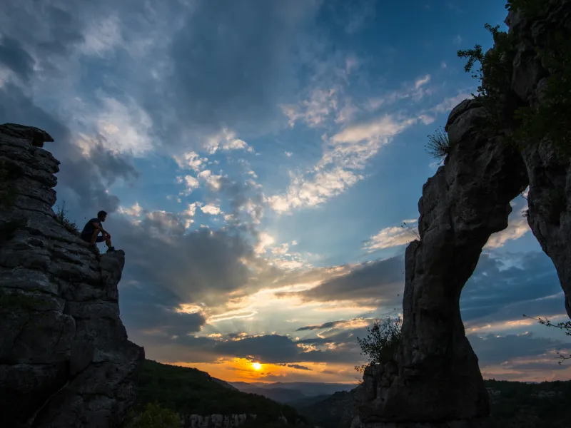 Coucher de soleil au bois de Païolive - Casteljau