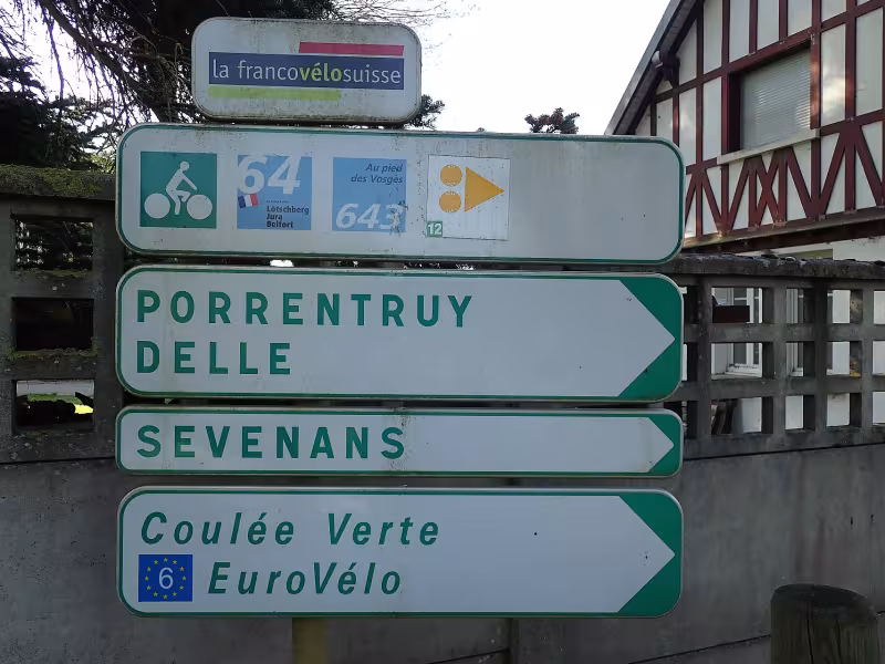 Panneaux sur la francovélosuisse